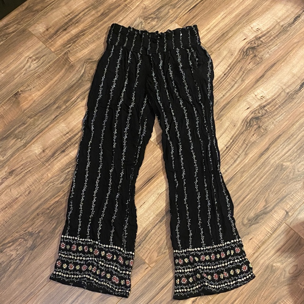 Black and White Striped Boho Pants